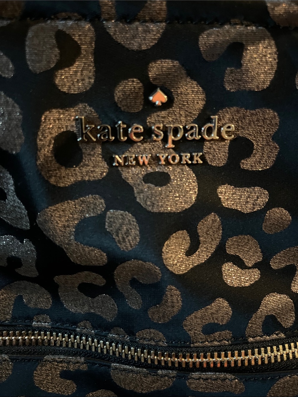 kate spade Black and Metallic Gold Leopard-Print Tote - Picture 2 of 9